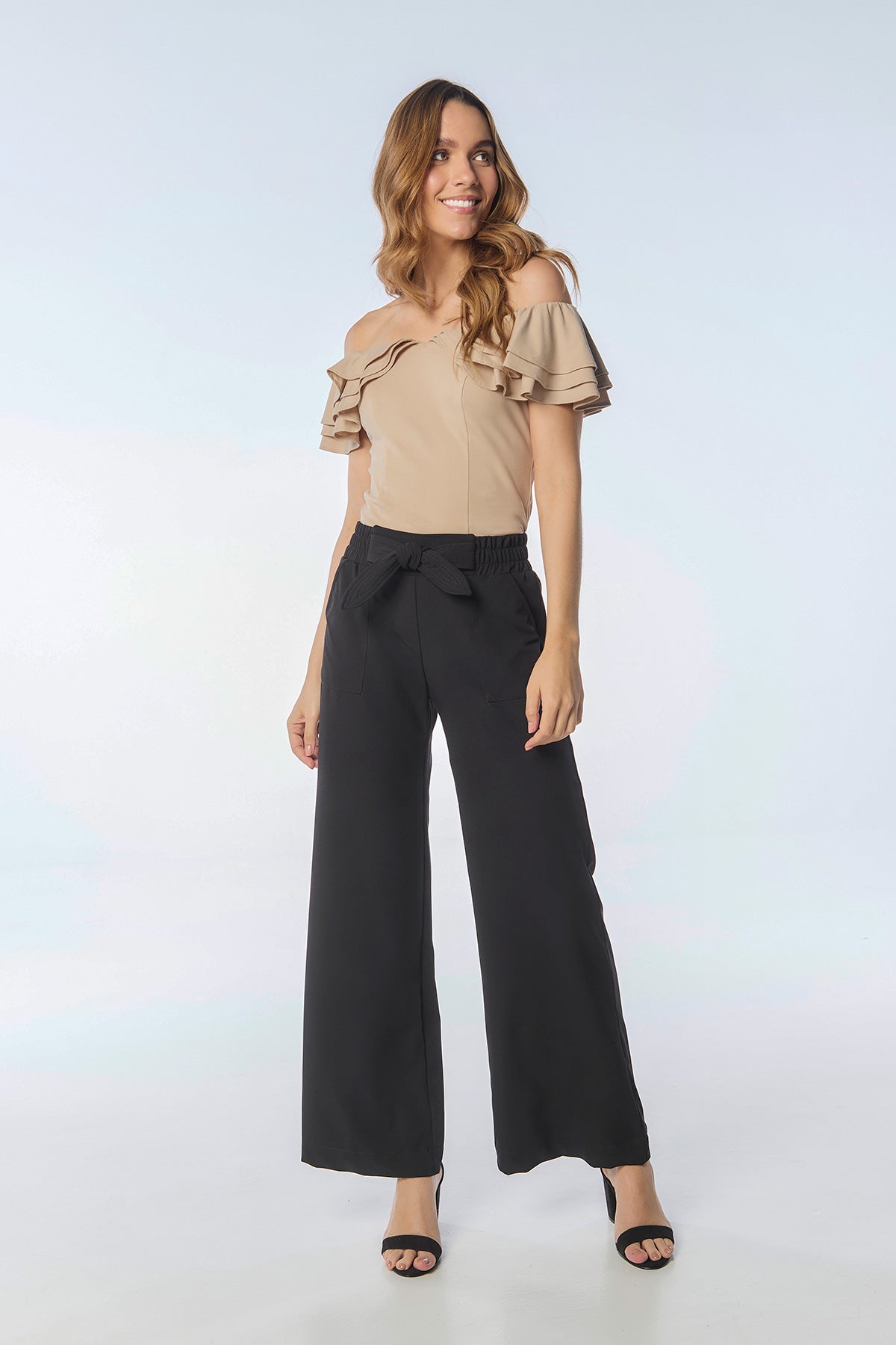 Blusa en punto off shoulder con boleros