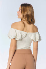 Blusa en punto off shoulder con boleros