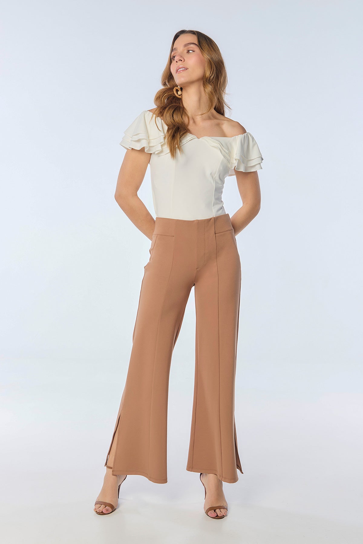 Blusa en punto off shoulder con boleros