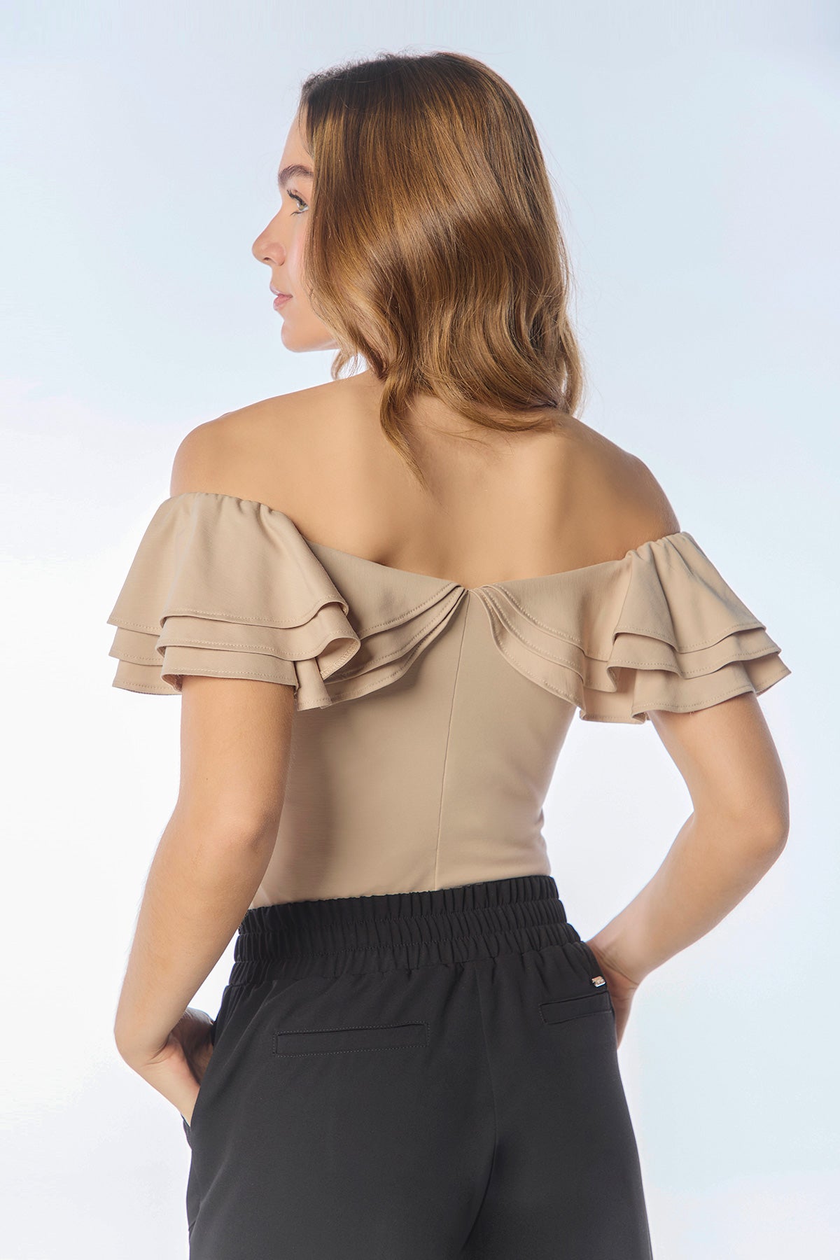 Blusa en punto off shoulder con boleros