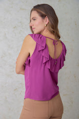 Blusa en rayon escote posterior en v con bolero