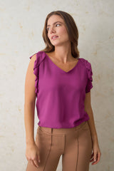 Blusa en rayon escote posterior en v con bolero