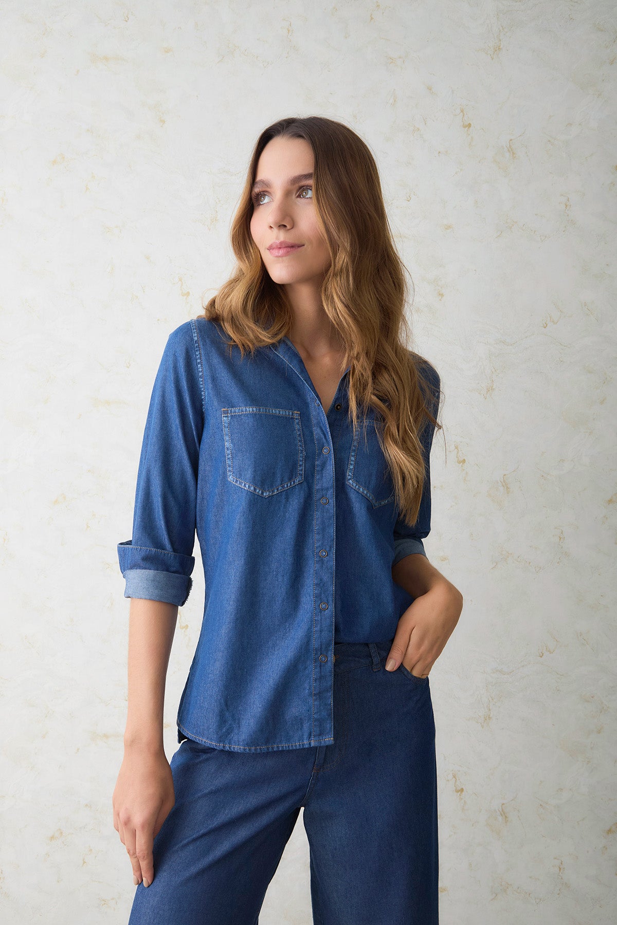 Camisa manga larga en denim