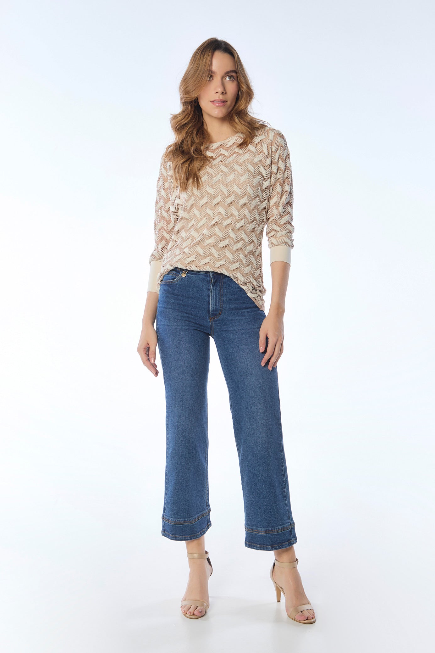 Bluson manga 3/4 en crochet puños a combinación