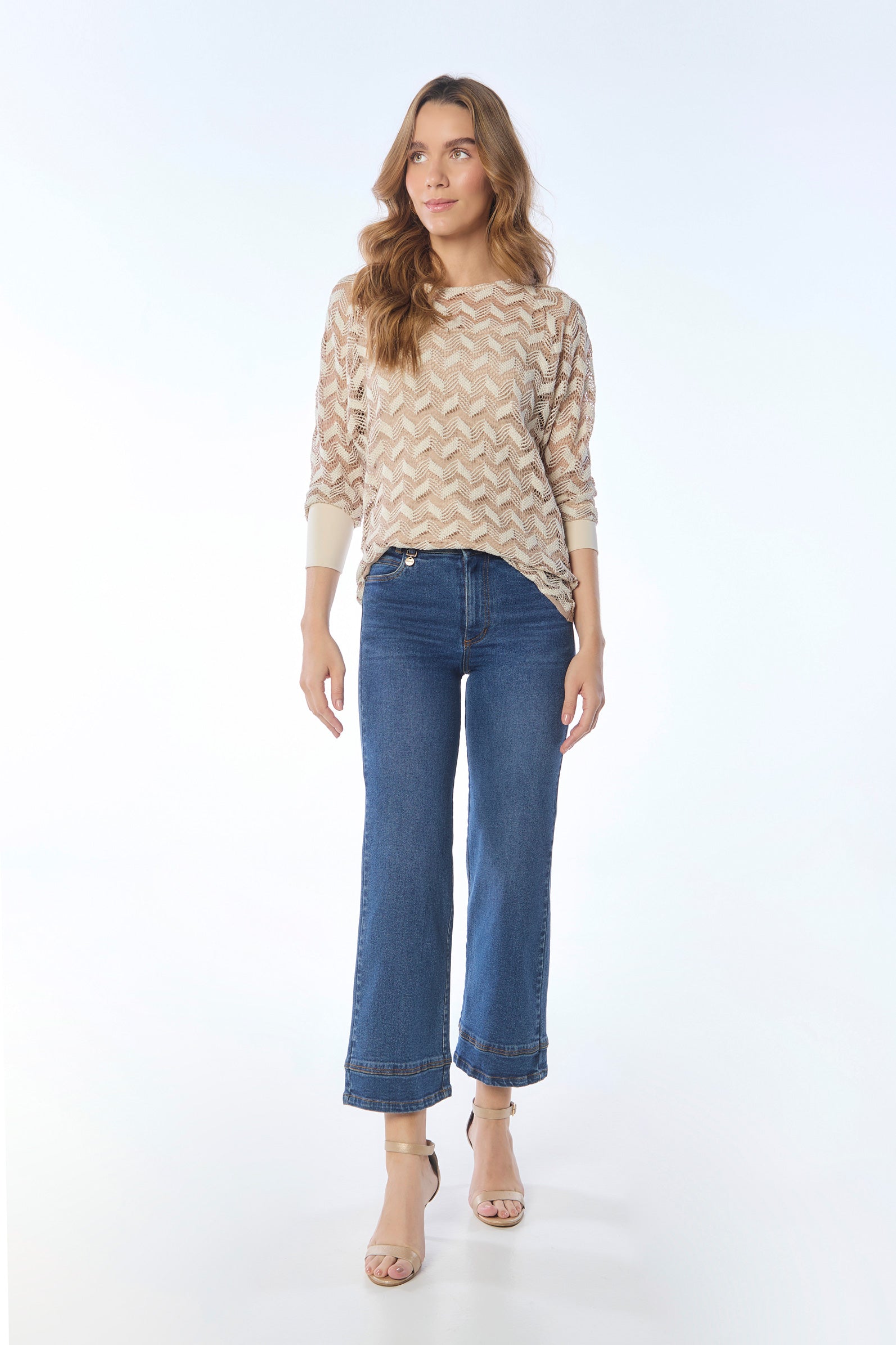 Bluson manga 3/4 en crochet puños a combinación