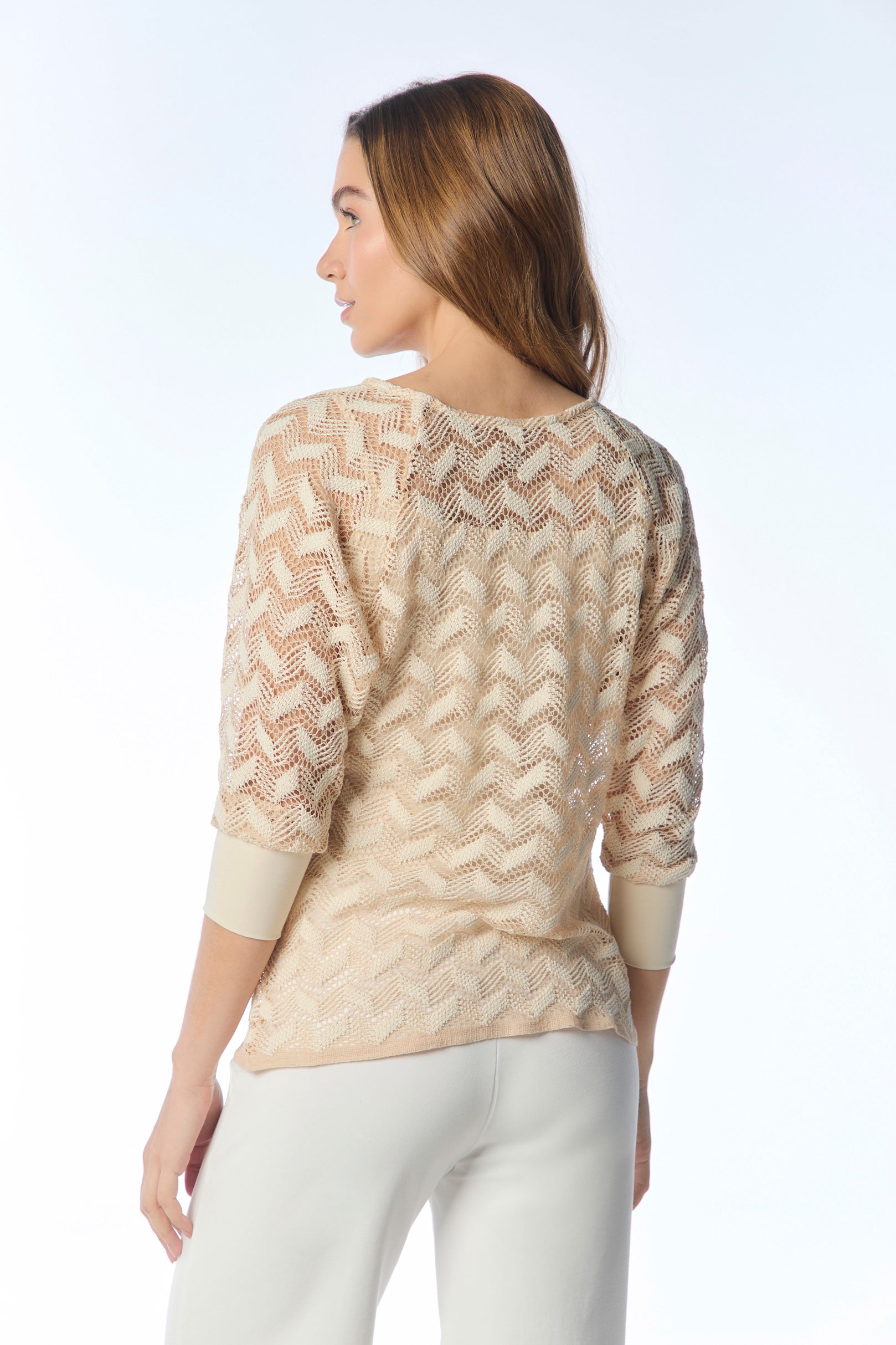 Bluson manga 3/4 en crochet puños a combinación