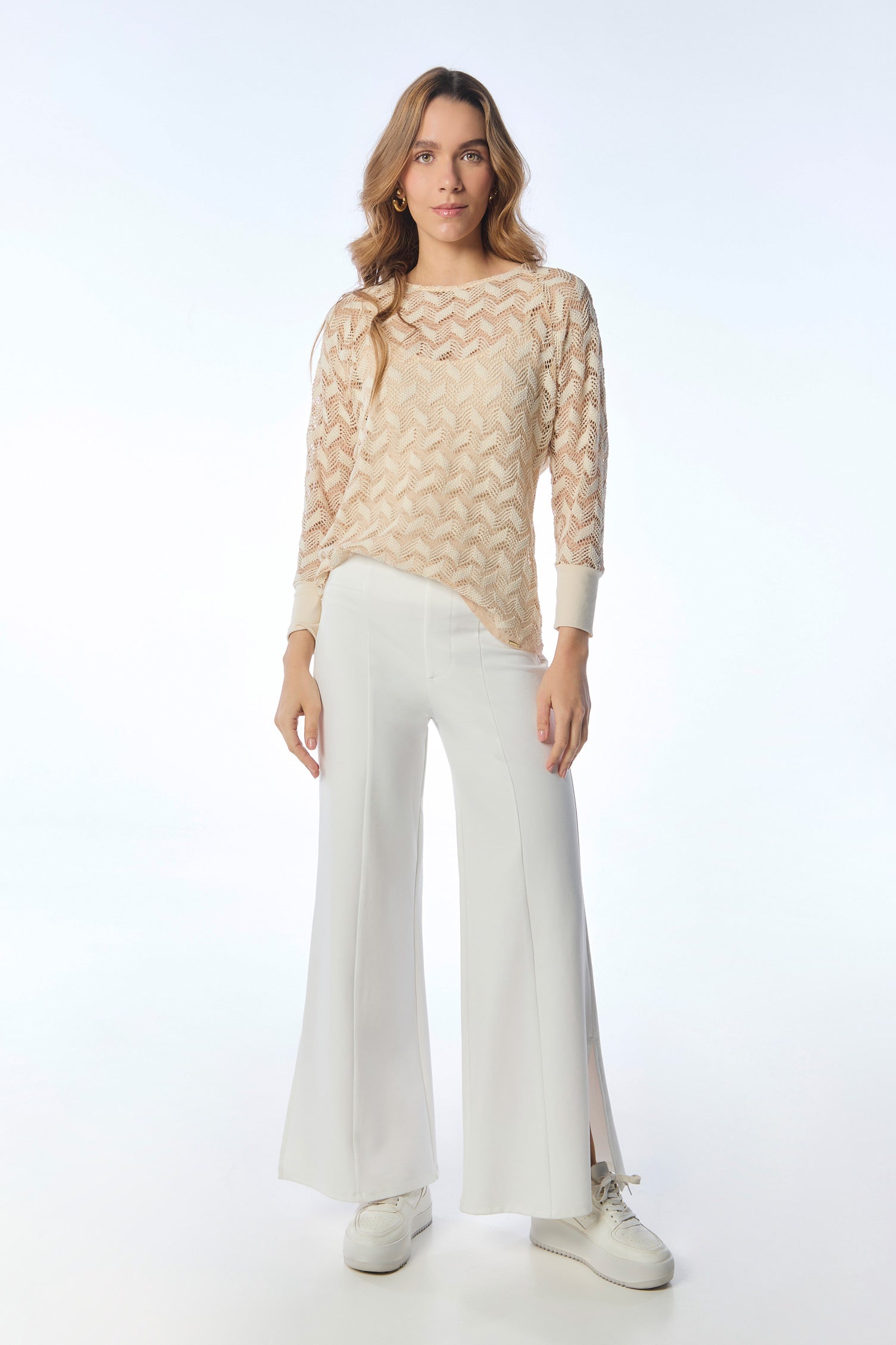 Bluson manga 3/4 en crochet puños a combinación