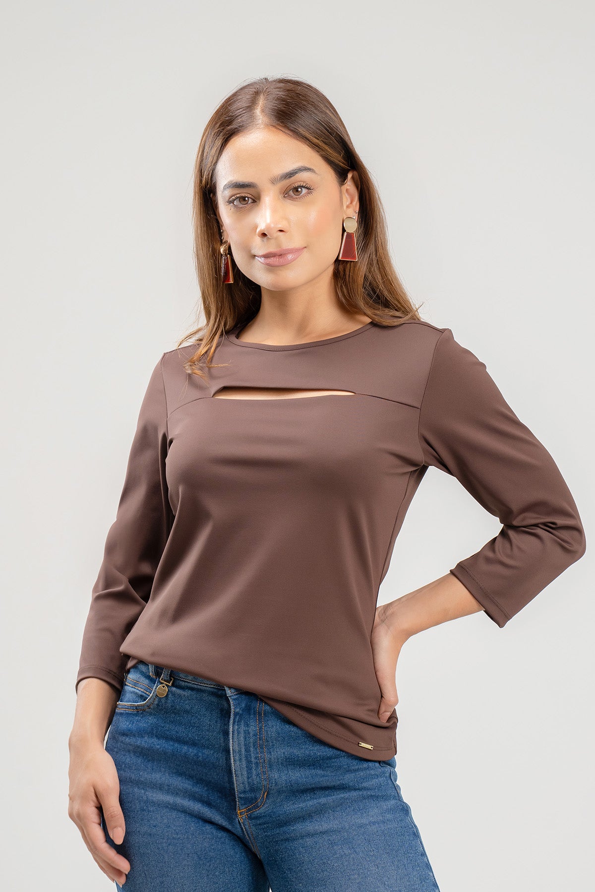 Camiseta m3/4 abert en escote