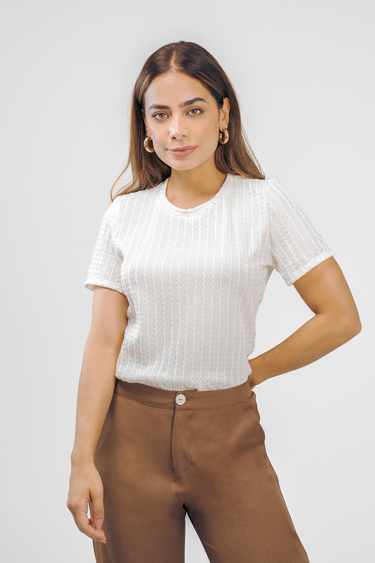 Camiseta manga corta con textura