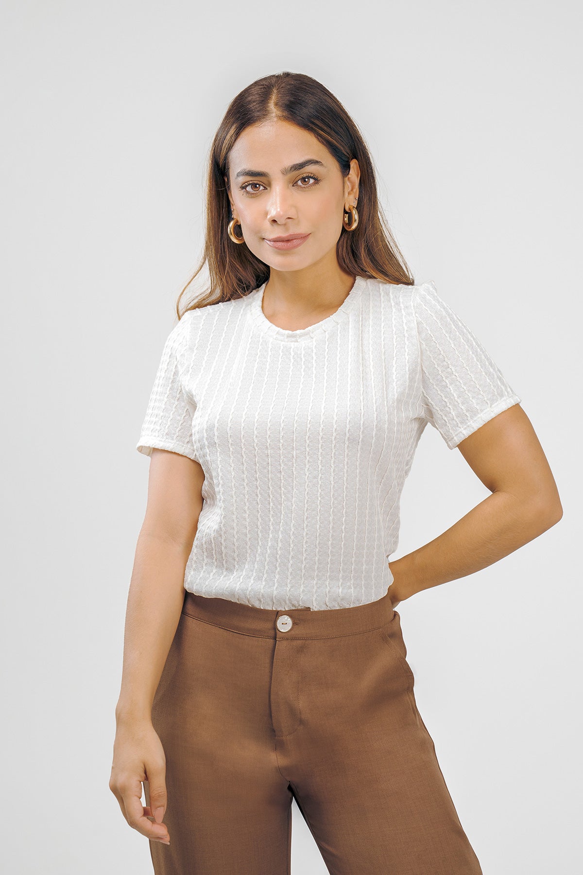 Camiseta manga corta con textura