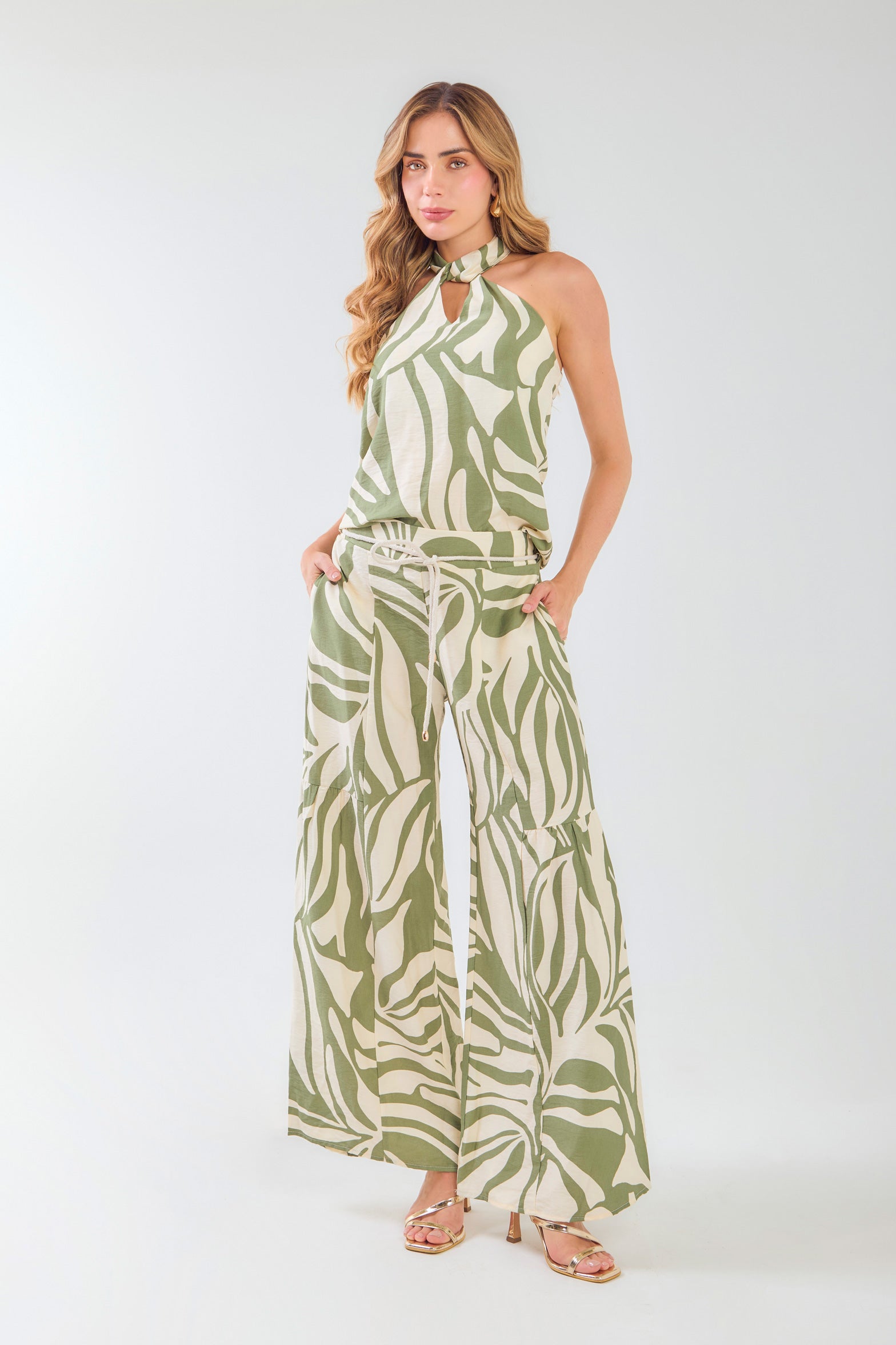 Blusa halter de anudar estampada