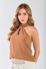 Blusa halter de anudar estampada