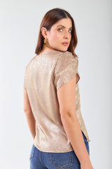 Blusa manga tulipan efecto brillo