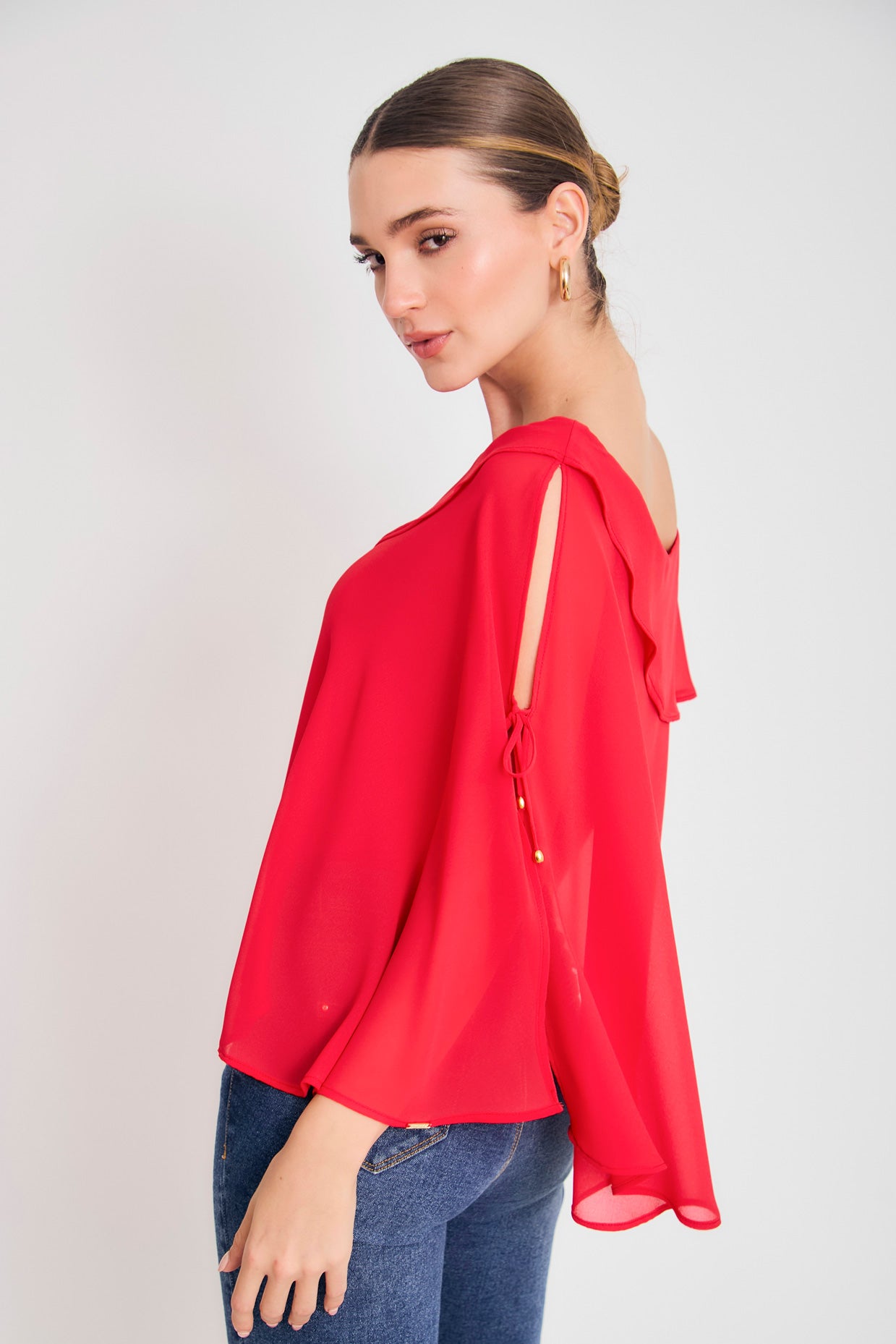 Blusa solo hombro chifon