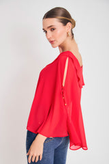 Blusa solo hombro chifon