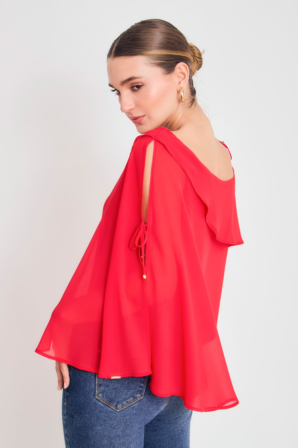 Blusa solo hombro chifon