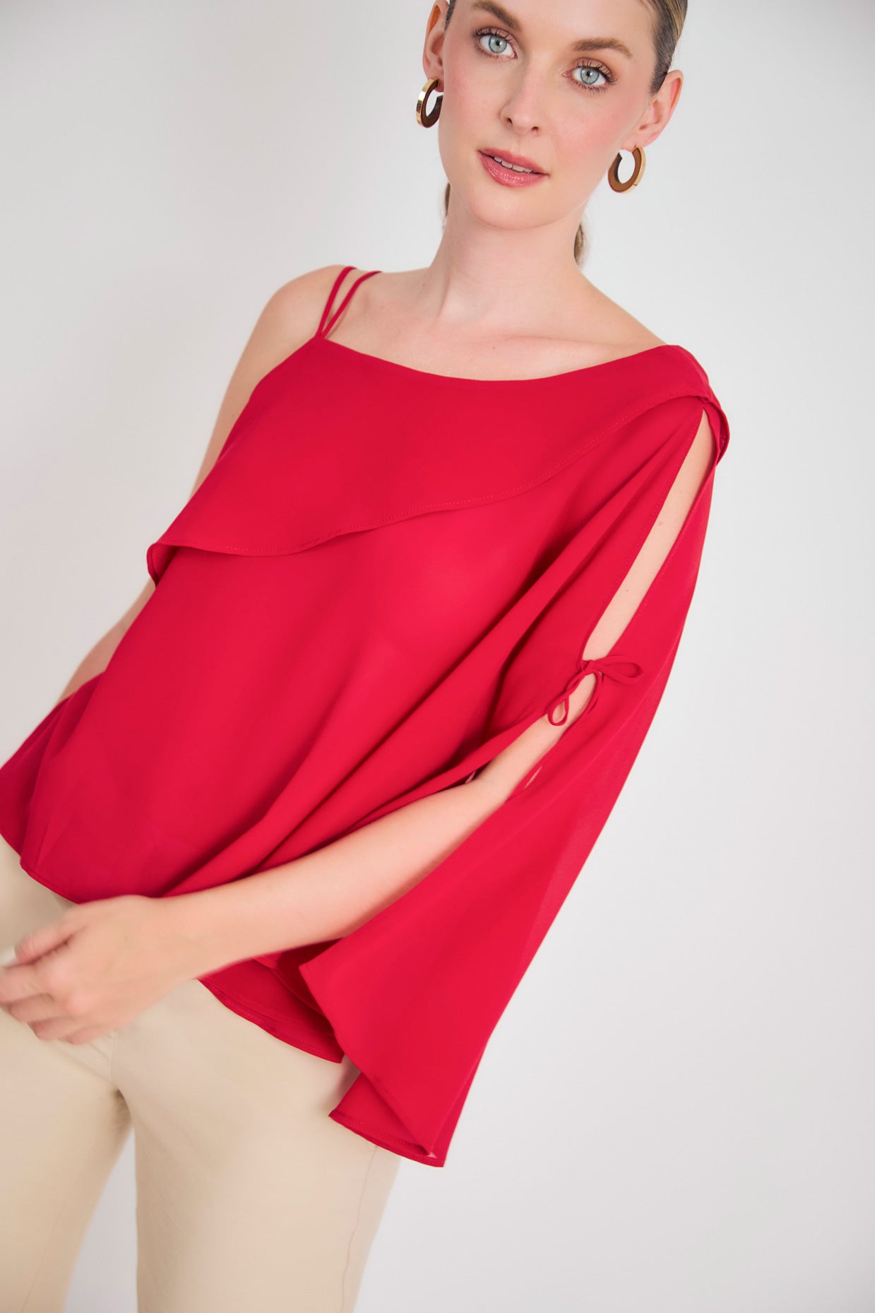 Blusa solo hombro chifon