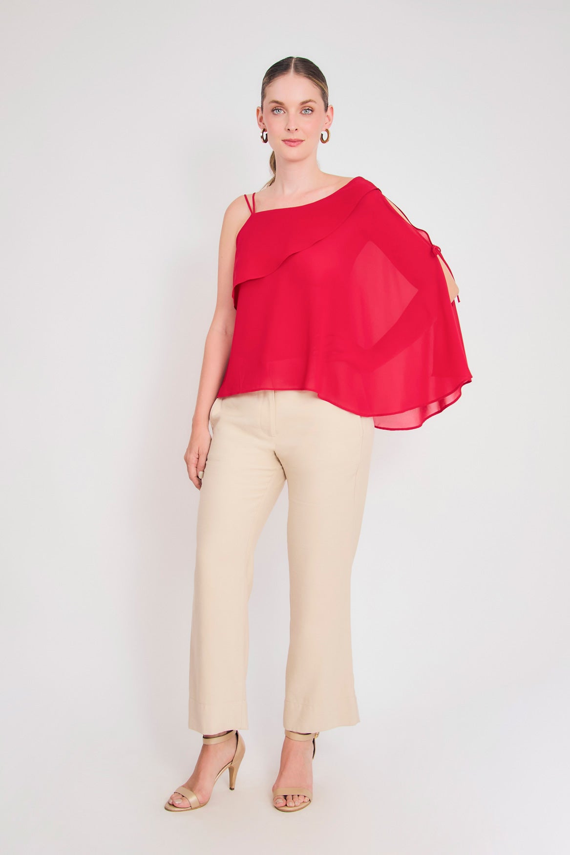 Blusa solo hombro chifon