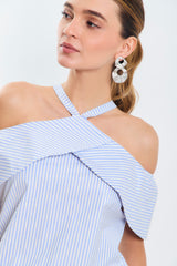 Blusa halter escote c/bolero juego rayas