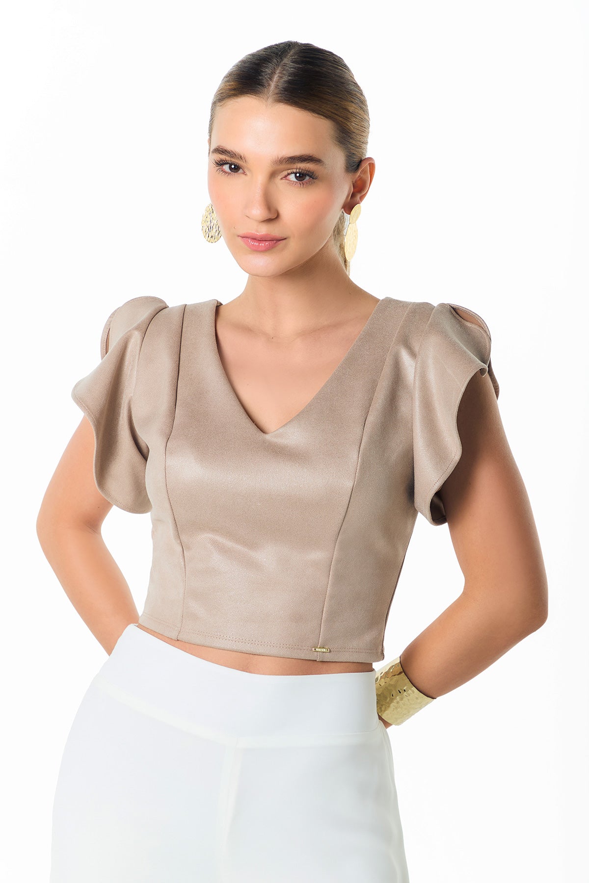 Crop top efecto brillo