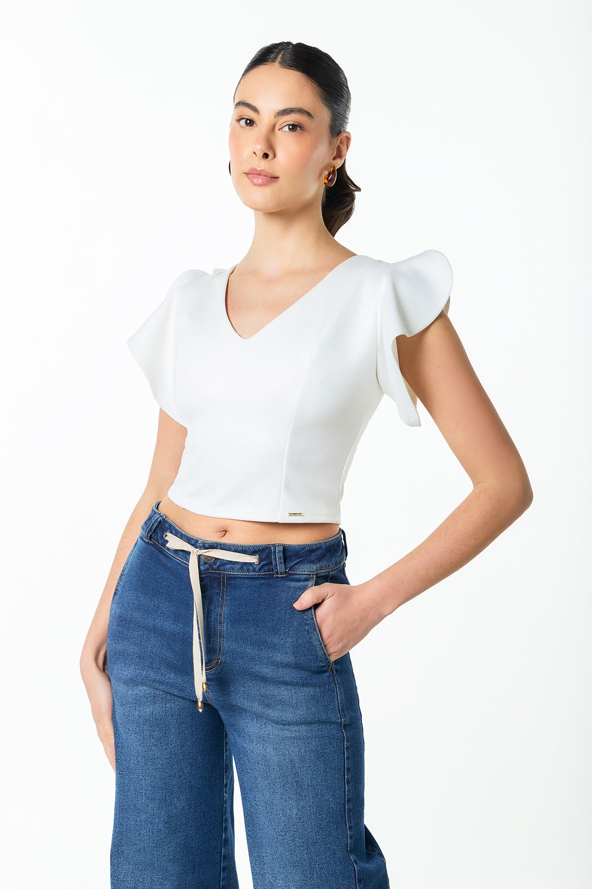 Crop top efecto brillo