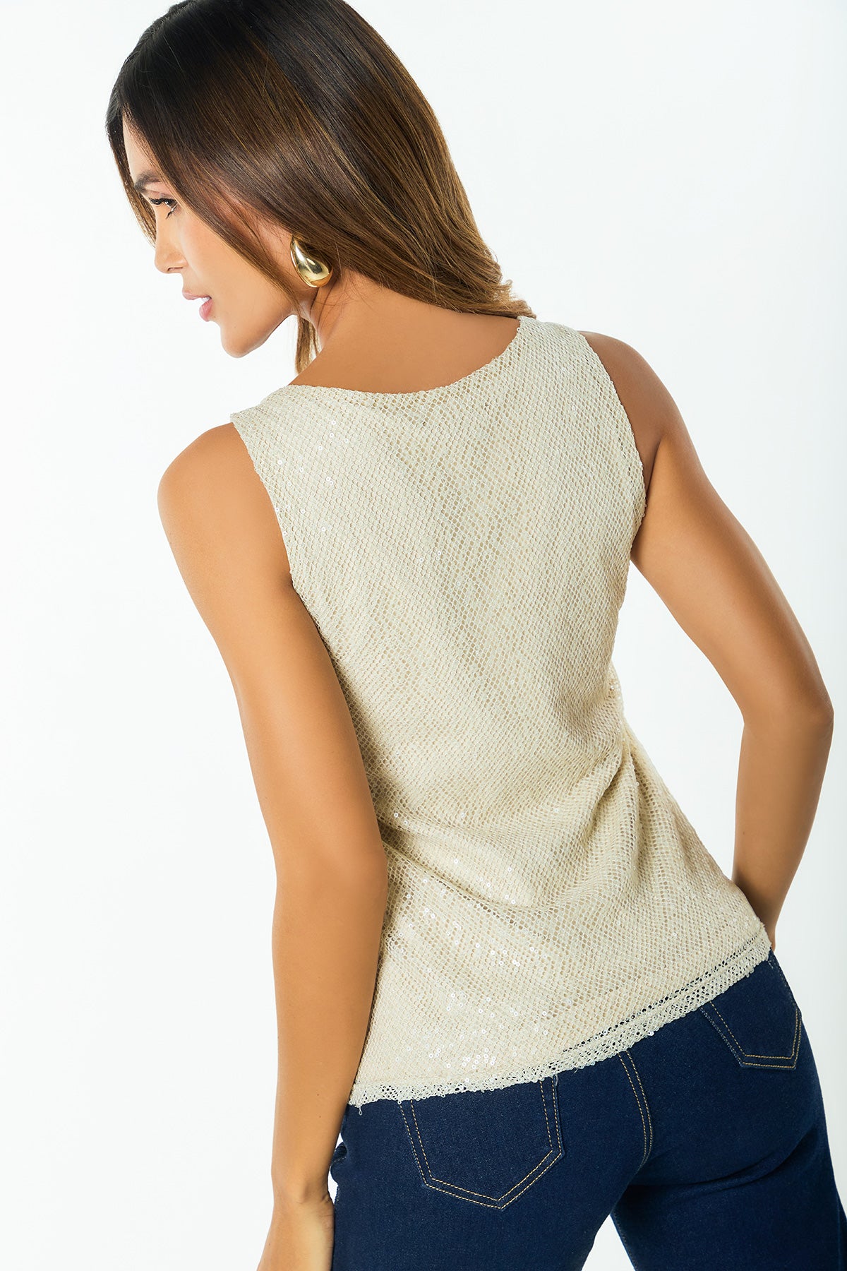 Blusa manga sisa en malla