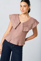 Blusa escote en v capa
