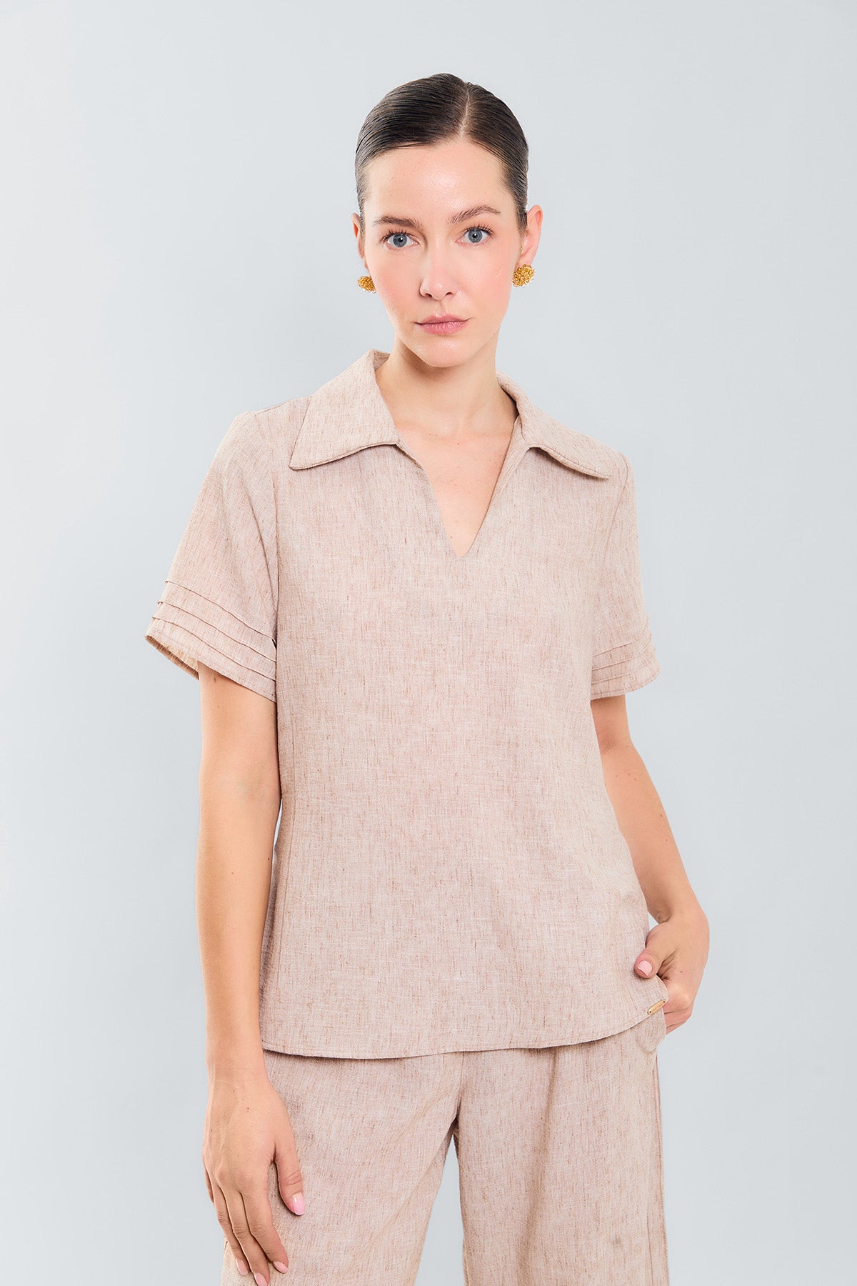 Bluson manga corta con alforzas