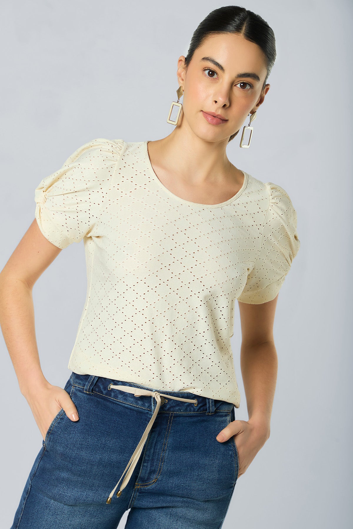 Camiseta manga corta efecto brillo