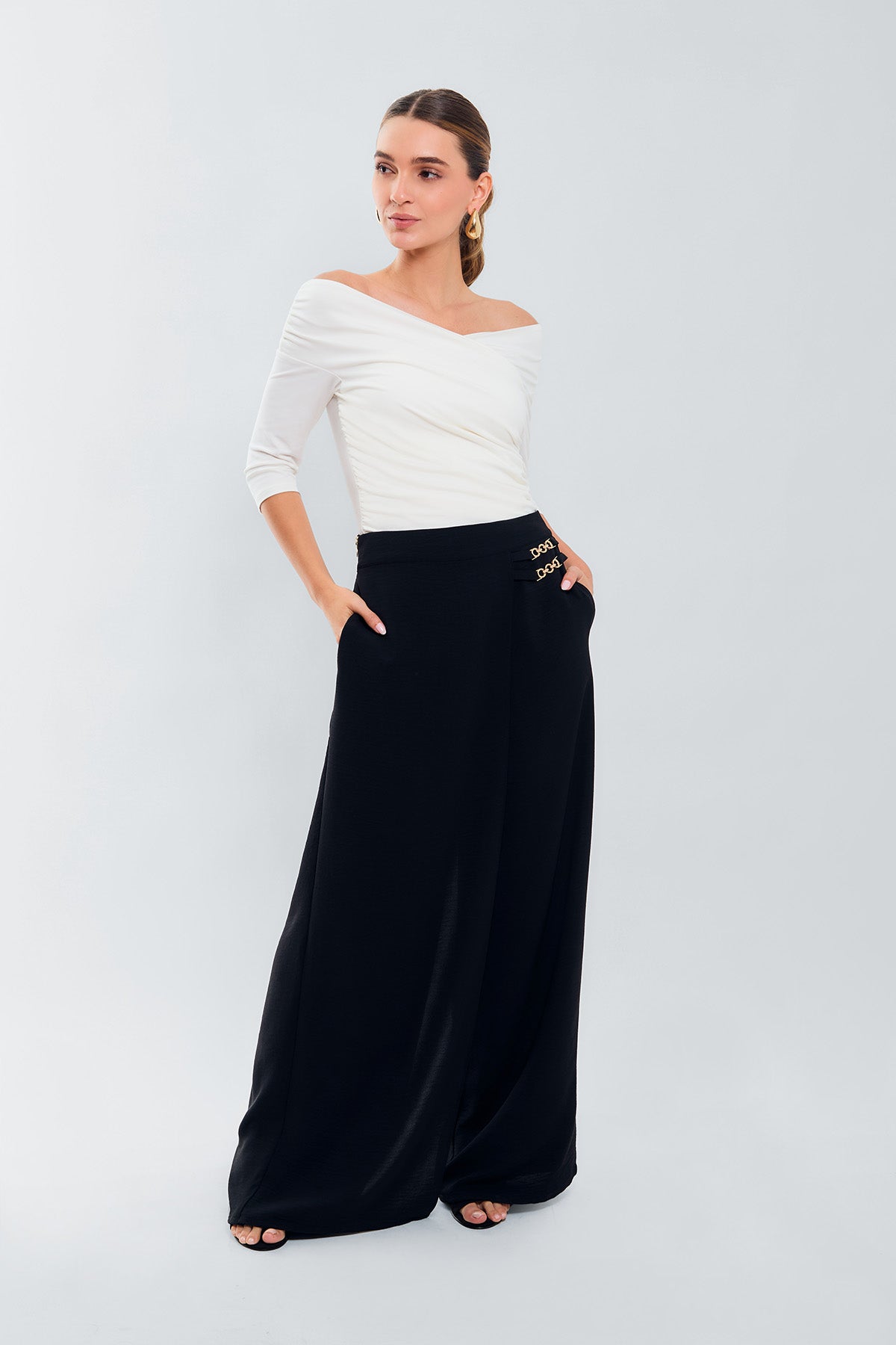 Blusa m3/4 cruzada zurcida laterales