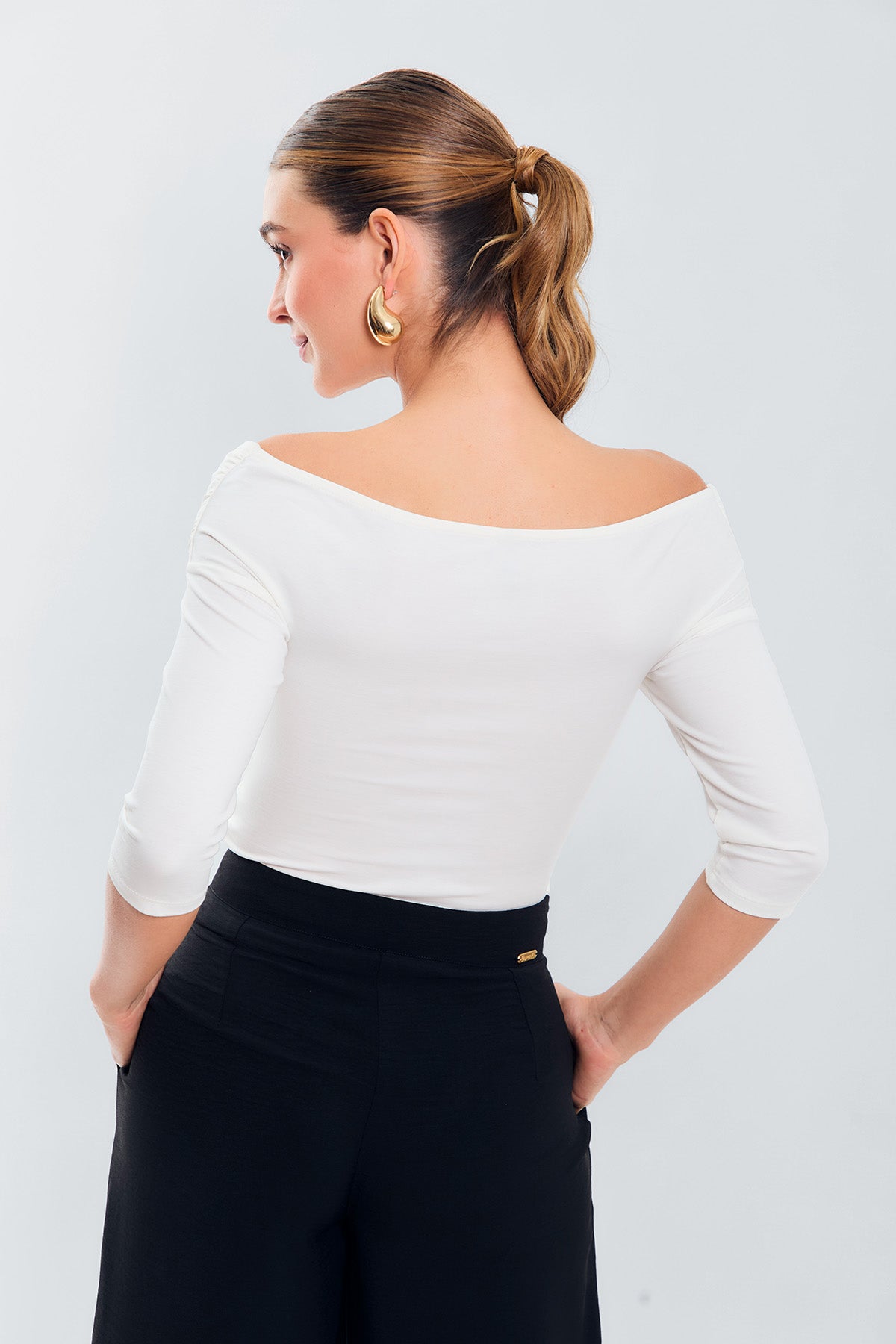 Blusa m3/4 cruzada zurcida laterales