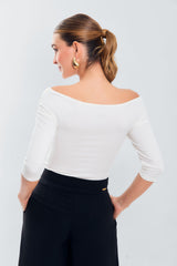 Blusa m3/4 cruzada zurcida laterales