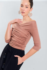 Blusa m3/4 cruzada zurcida laterales