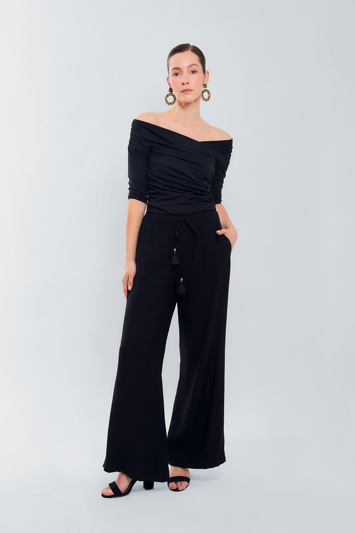 Blusa m3/4 cruzada zurcida laterales