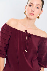 Blusa off shoulders m3/4 c/alforza