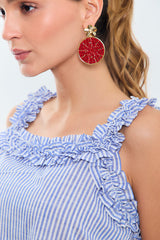 Blusa tiras escote ruchado juego rayas