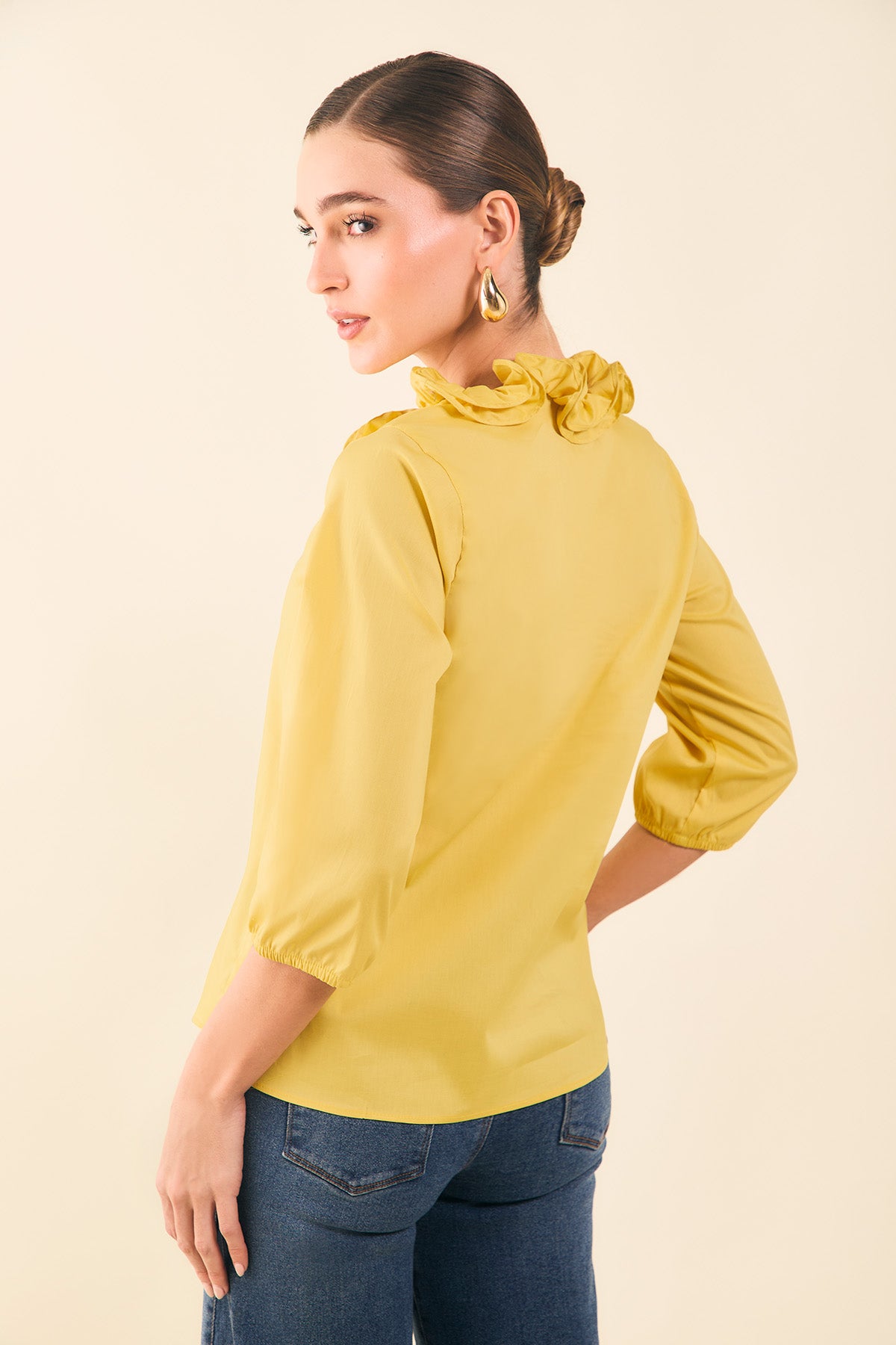 Blusa en popelina manga 3/4