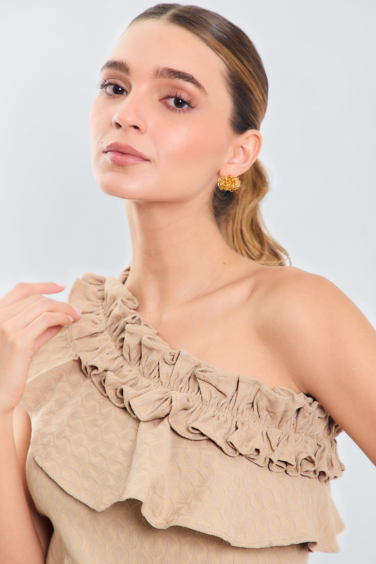 Blusa 1 hombro doble bolero c/textura