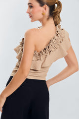 Blusa 1 hombro doble bolero c/textura