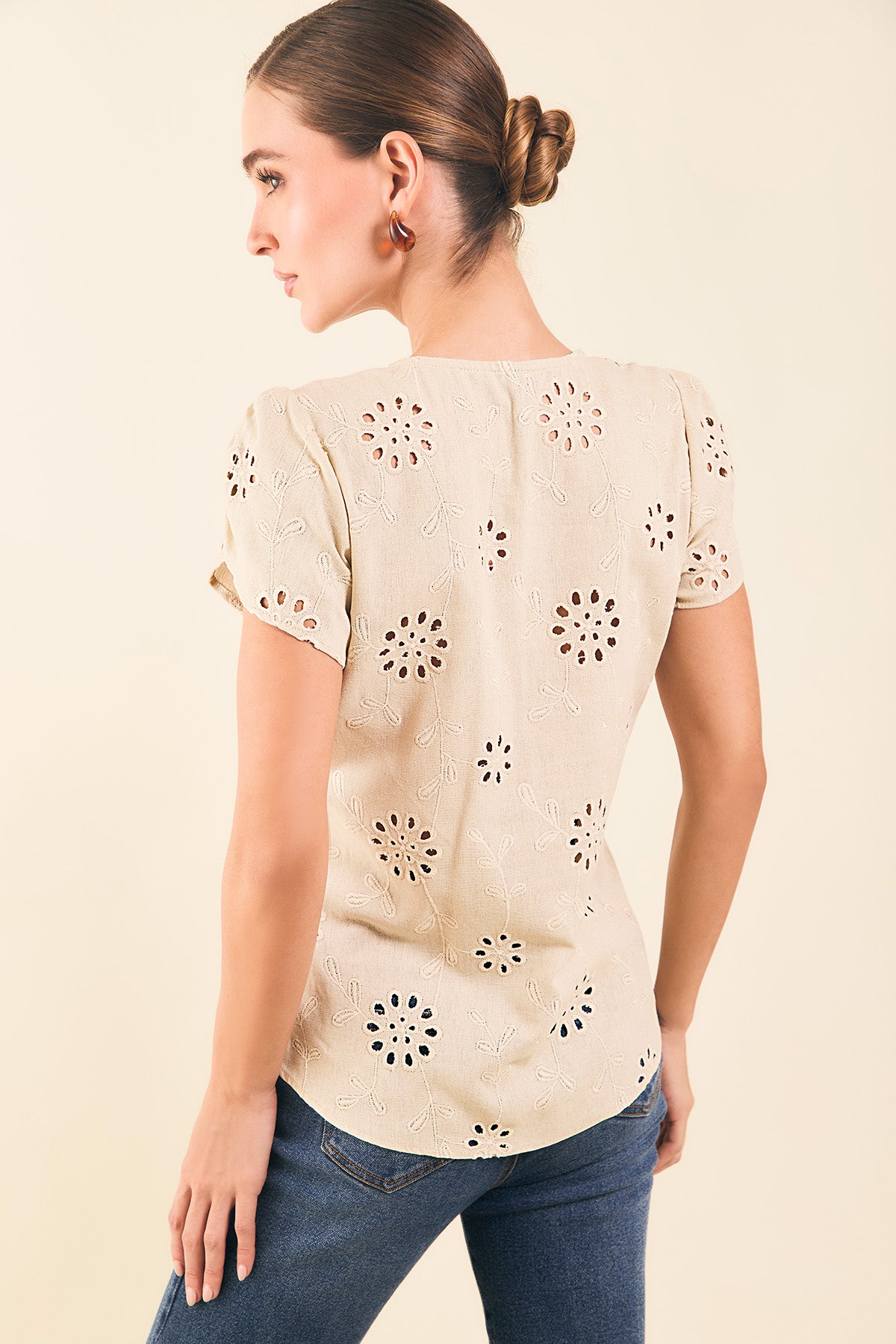 Blusa m/c tulipan en hoja rota