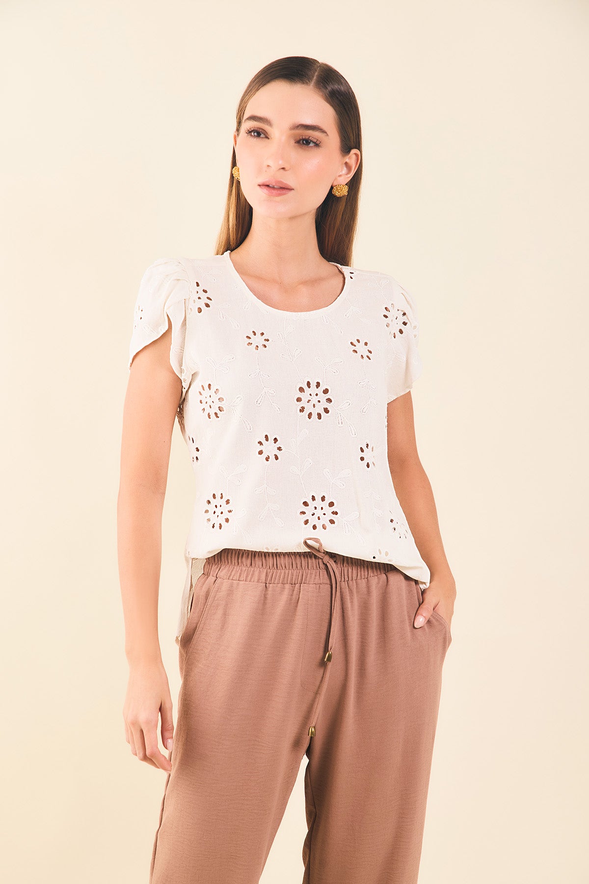 Blusa m/c tulipan en hoja rota