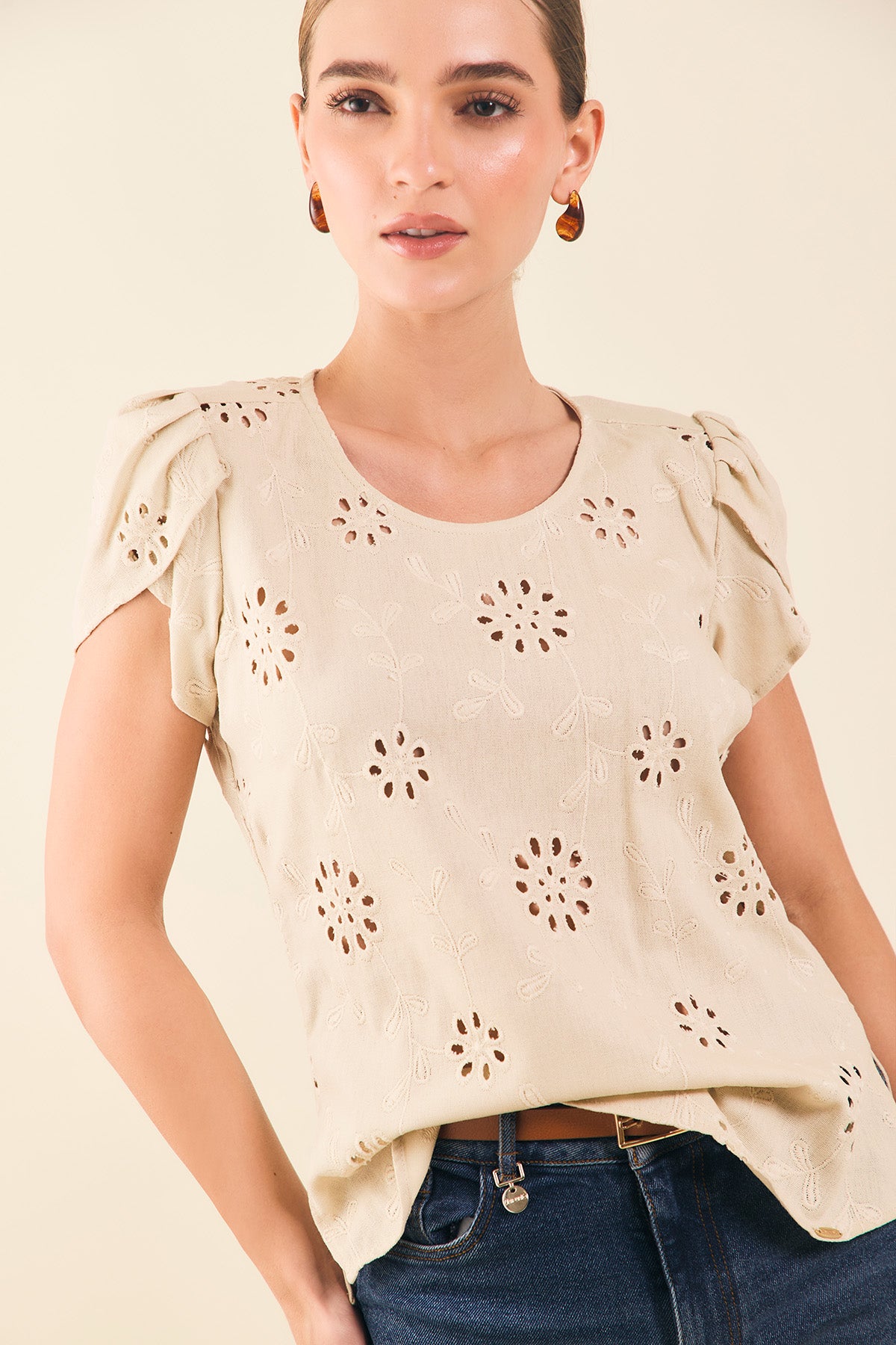 Blusa m/c tulipan en hoja rota