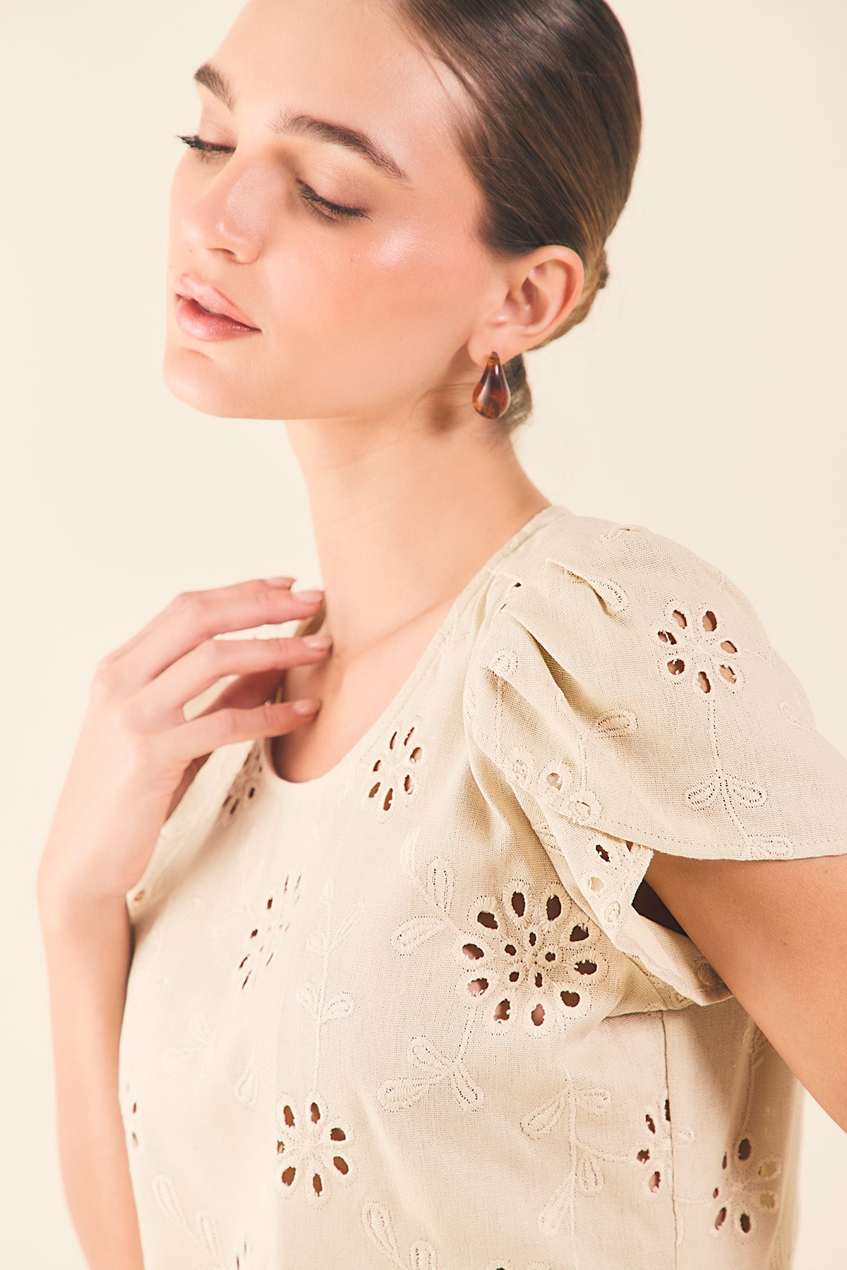 Blusa m/c tulipan en hoja rota