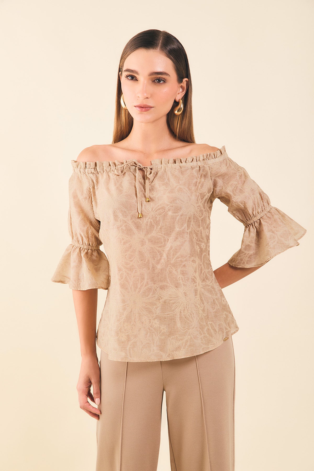 Blusa off shoulders gaza estampado