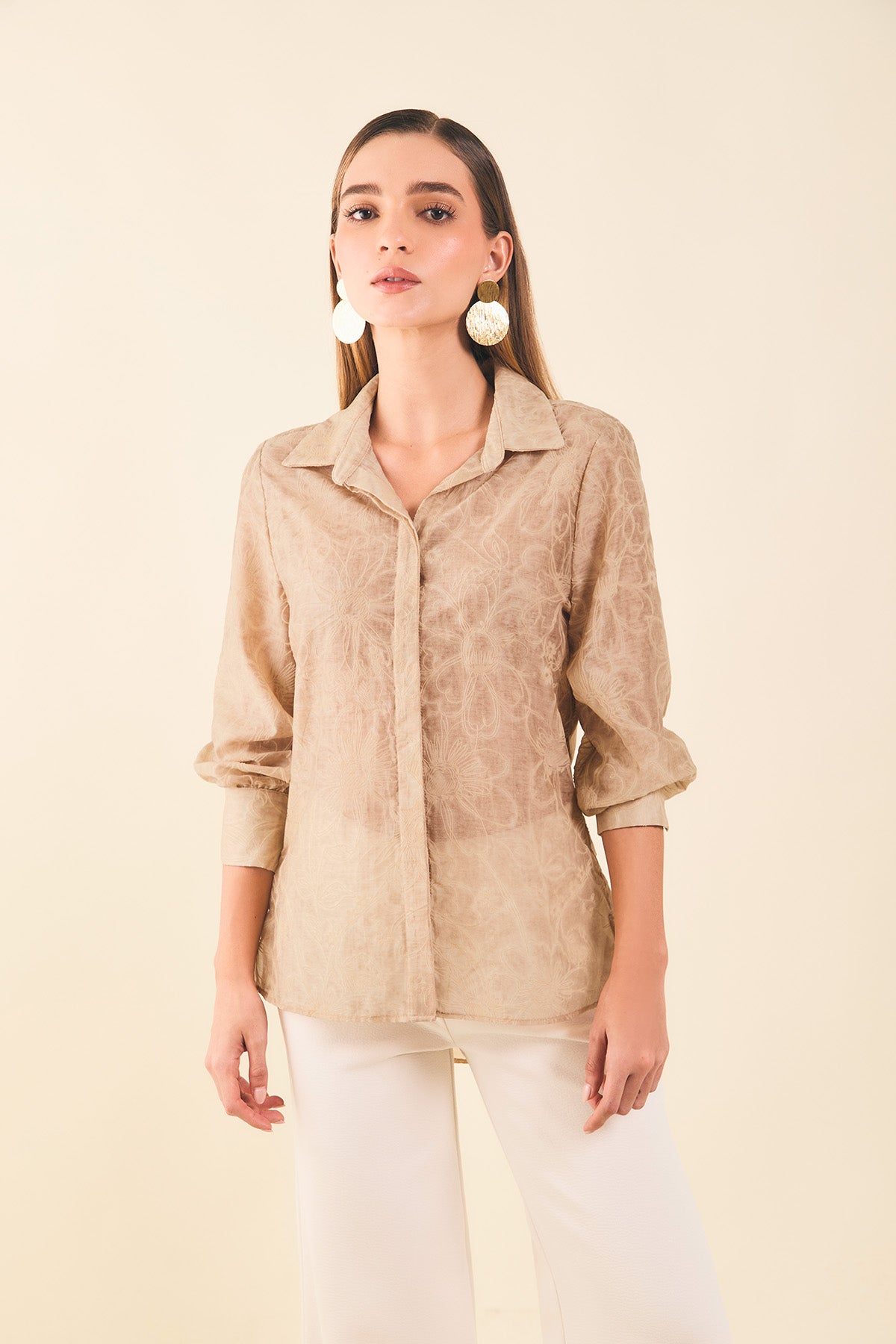 Camisa m/l en gaza estampado