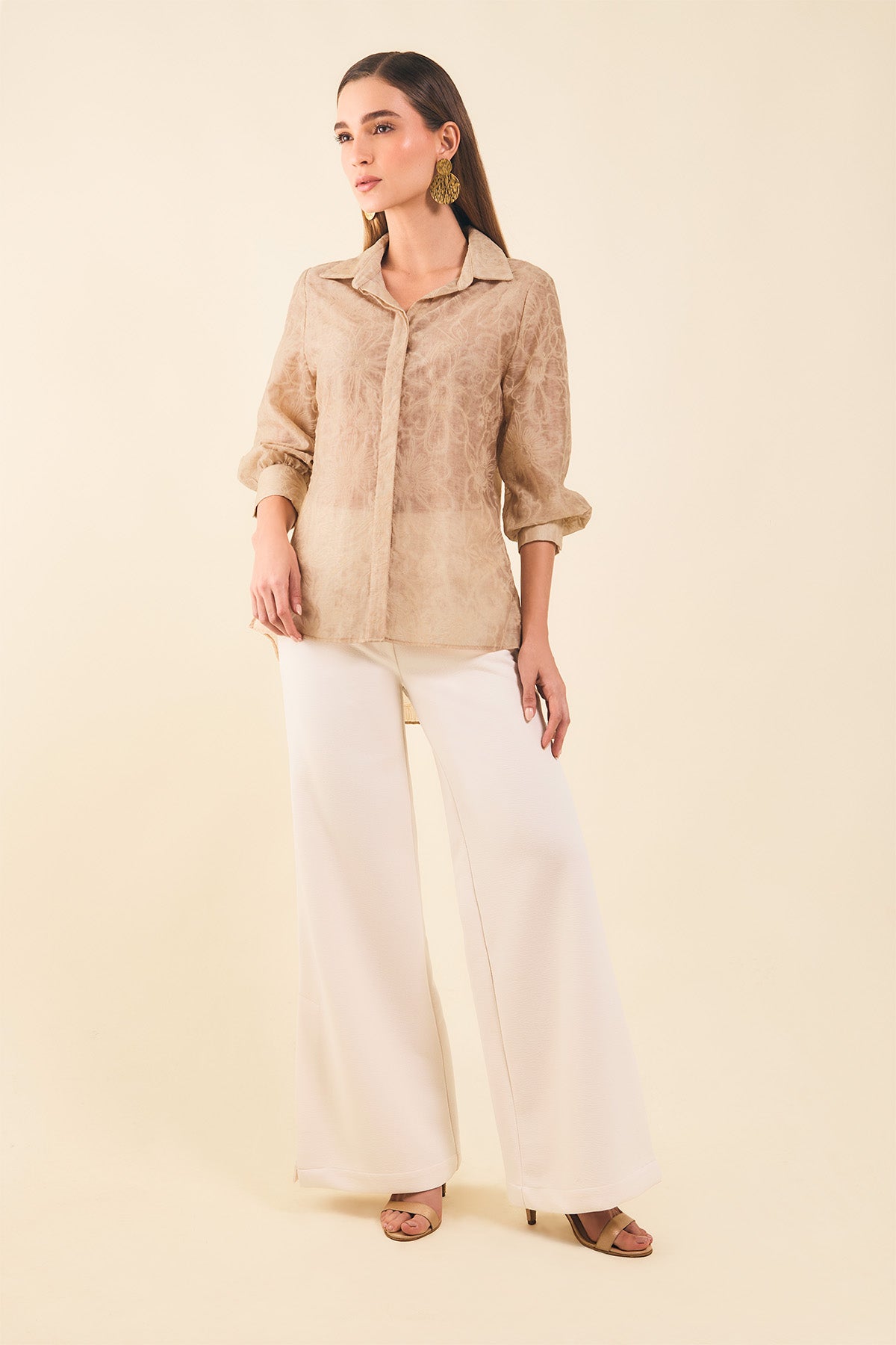 Camisa m/l en gaza estampado