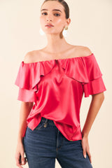 Blusa off shoulders c/bolero y mg campana
