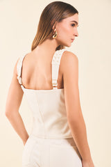 Blusa de tiras c/prenses escote corazon