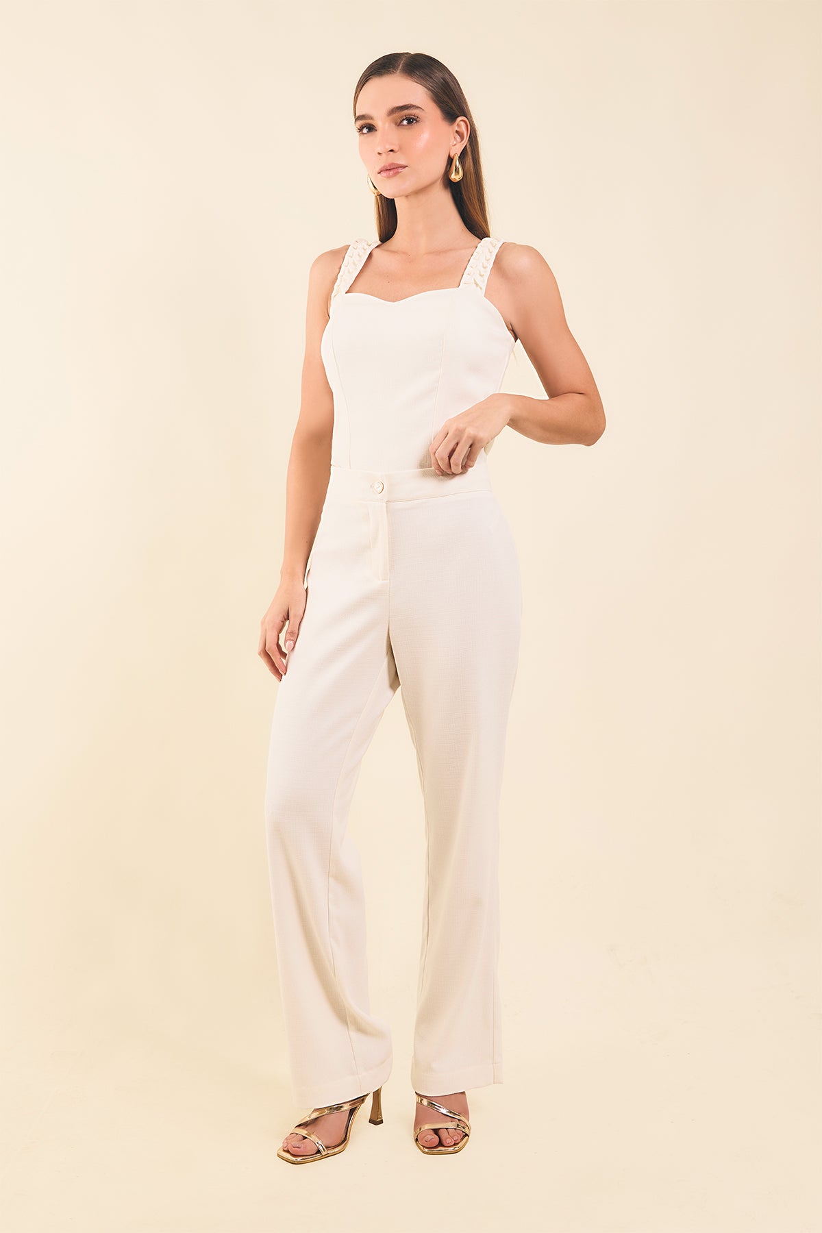 Blusa de tiras c/prenses escote corazon