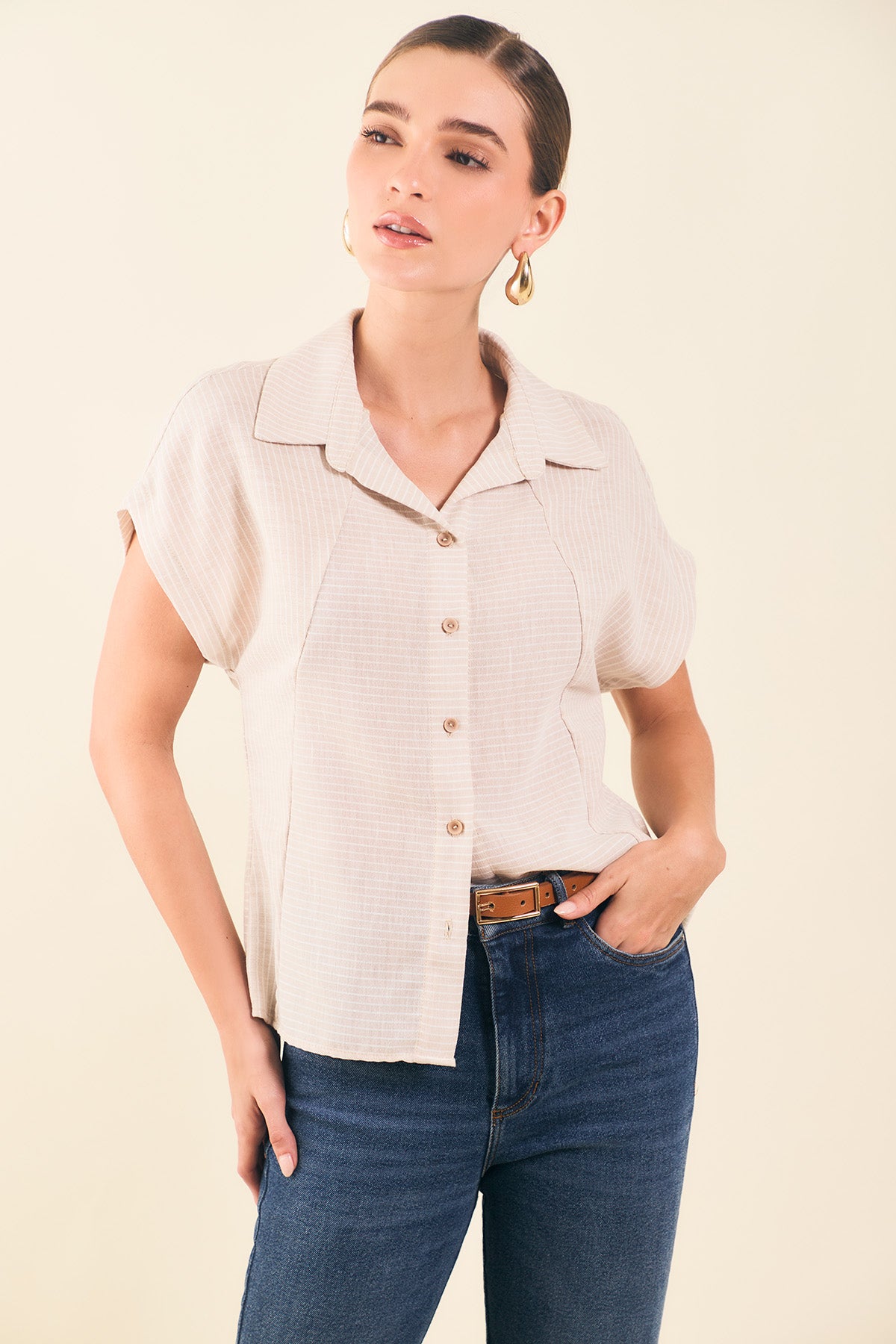 Camisa m/c en juego de rayas